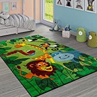Paco Home Alfombra Infantil Animales Selváticos Verde- tamaño:80x150 cm